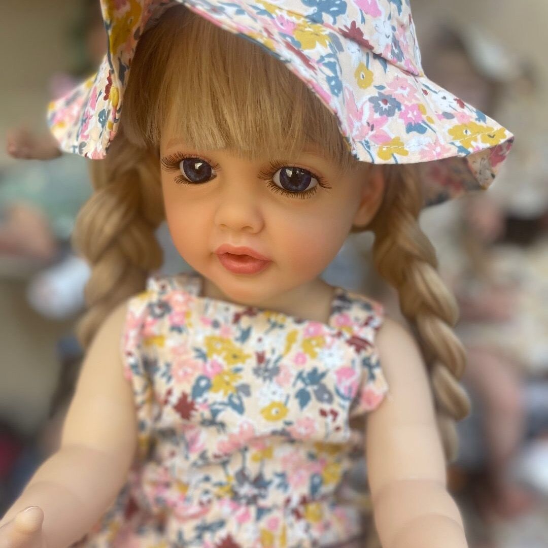 22 Inch Full Body Silicone Lifelike Reborn Baby Dolls Toddler Princess Girl Lifelike Soft Touch Realistic Newborn Babies Dolls 55CM Real Newborn Size Real Life Baby Doll