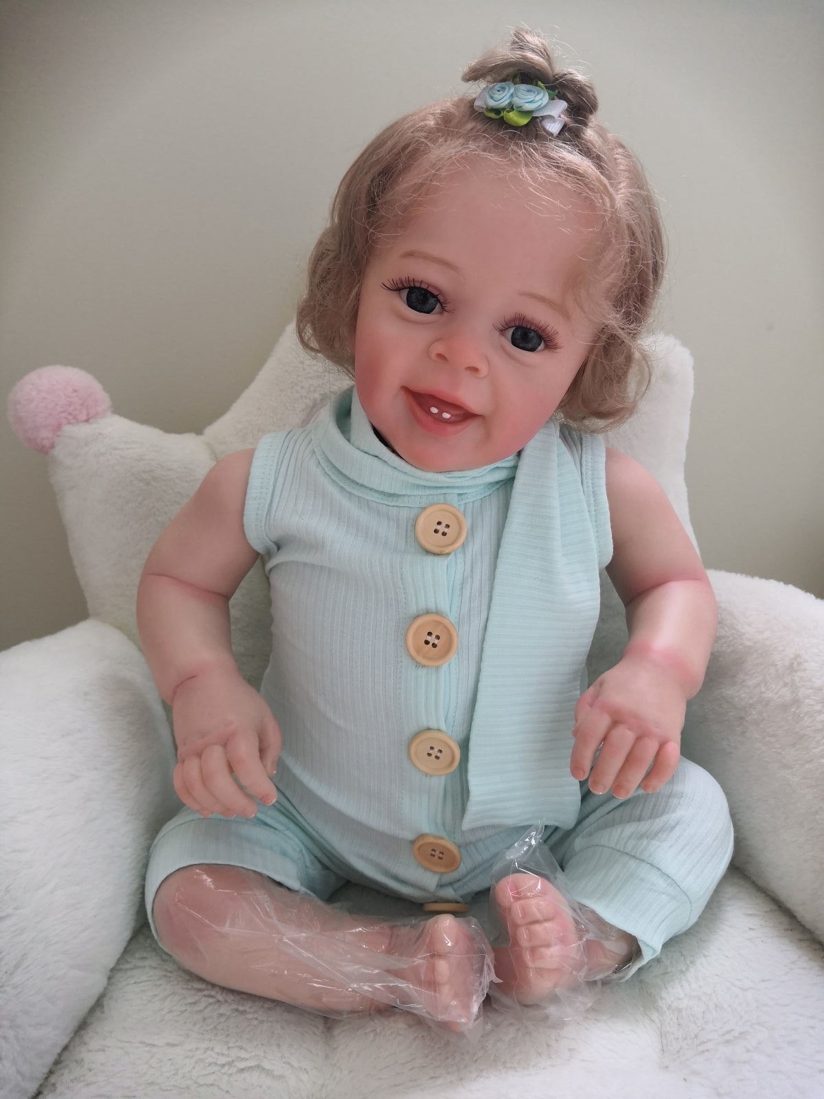 24 Inch Silicone Lifelike  Reborn Baby Dolls Toddler Princess Girls 60CM Weighted Soft Cloth Realistic Baby Doll That Look Real Newborn Babies 3D Skin Visible Veins Collectible Art Doll Toy for Ages 3+ Girls