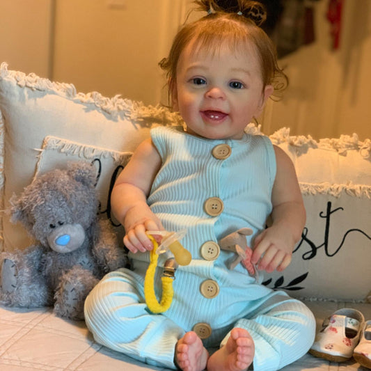 24 Inch Silicone Lifelike  Reborn Baby Dolls Toddler Princess Girls 60CM Weighted Soft Cloth Realistic Baby Doll That Look Real Newborn Babies 3D Skin Visible Veins Collectible Art Doll Toy for Ages 3+ Girls