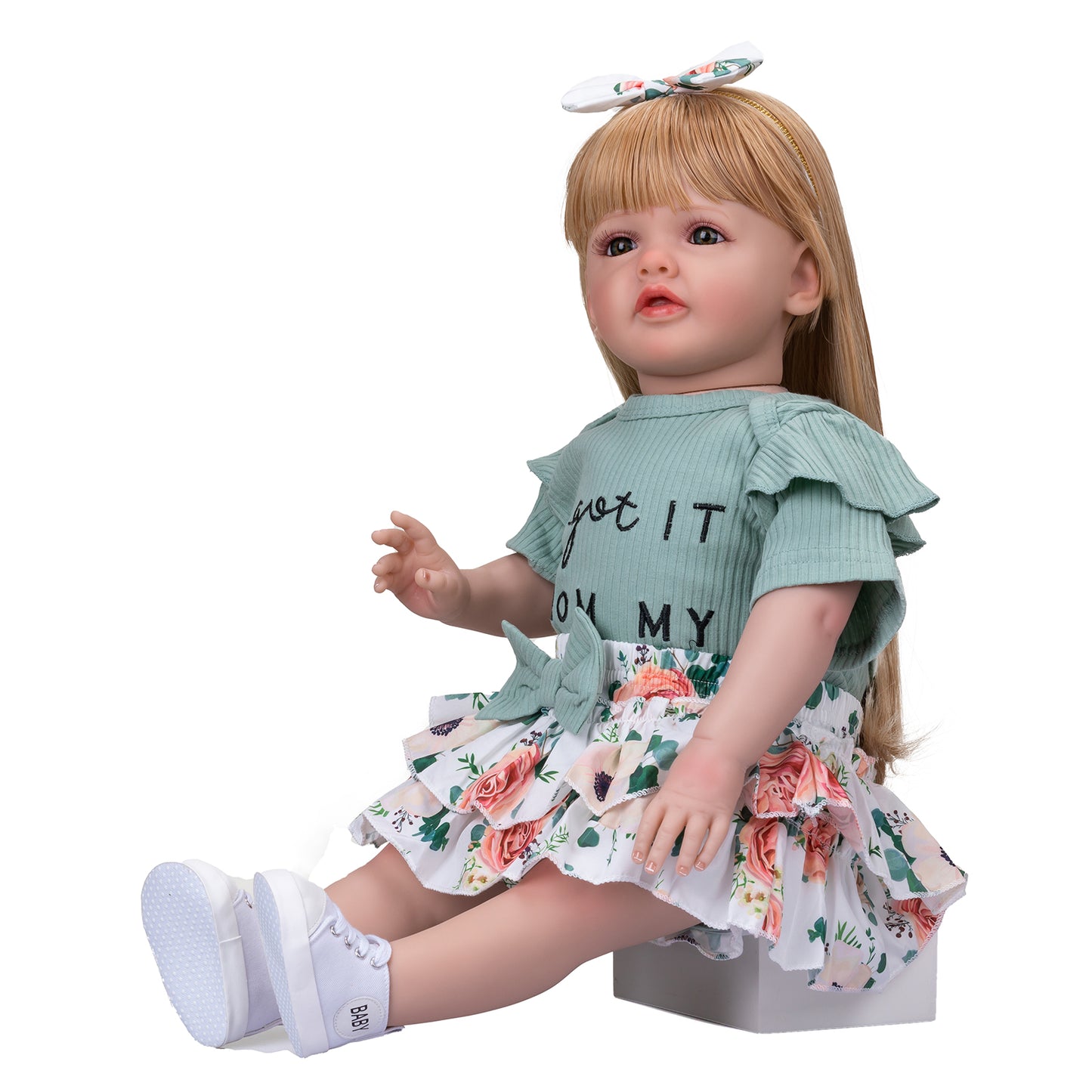24inch Lifelike Reborn Baby Dolls Toddler Princess Girls Blonde Long Hair Huge Real Baby Size Realistic Newborn Baby Dolls That Look Real