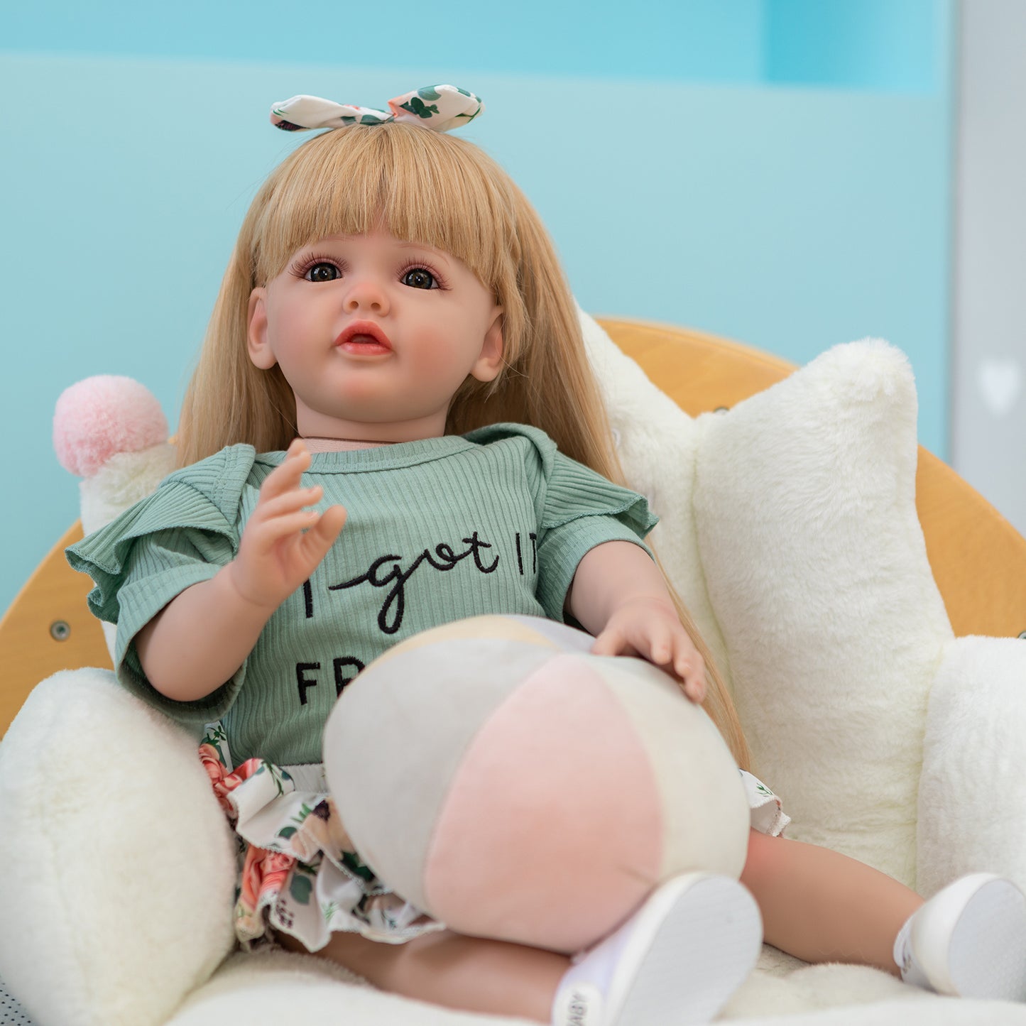 24inch Lifelike Reborn Baby Dolls Toddler Princess Girls Blonde Long Hair Huge Real Baby Size Realistic Newborn Baby Dolls That Look Real