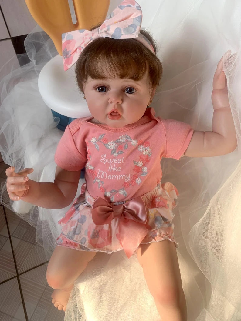 24 Inch Silicone Reborn Baby Dolls Toddler Princess Girls 60CM Weighted Soft Cloth Body Realistic Babies Doll That Look Real Baby,   Visible Veins Collectible Art Doll Beautiful Doll Toys Gifts for Ages 3+