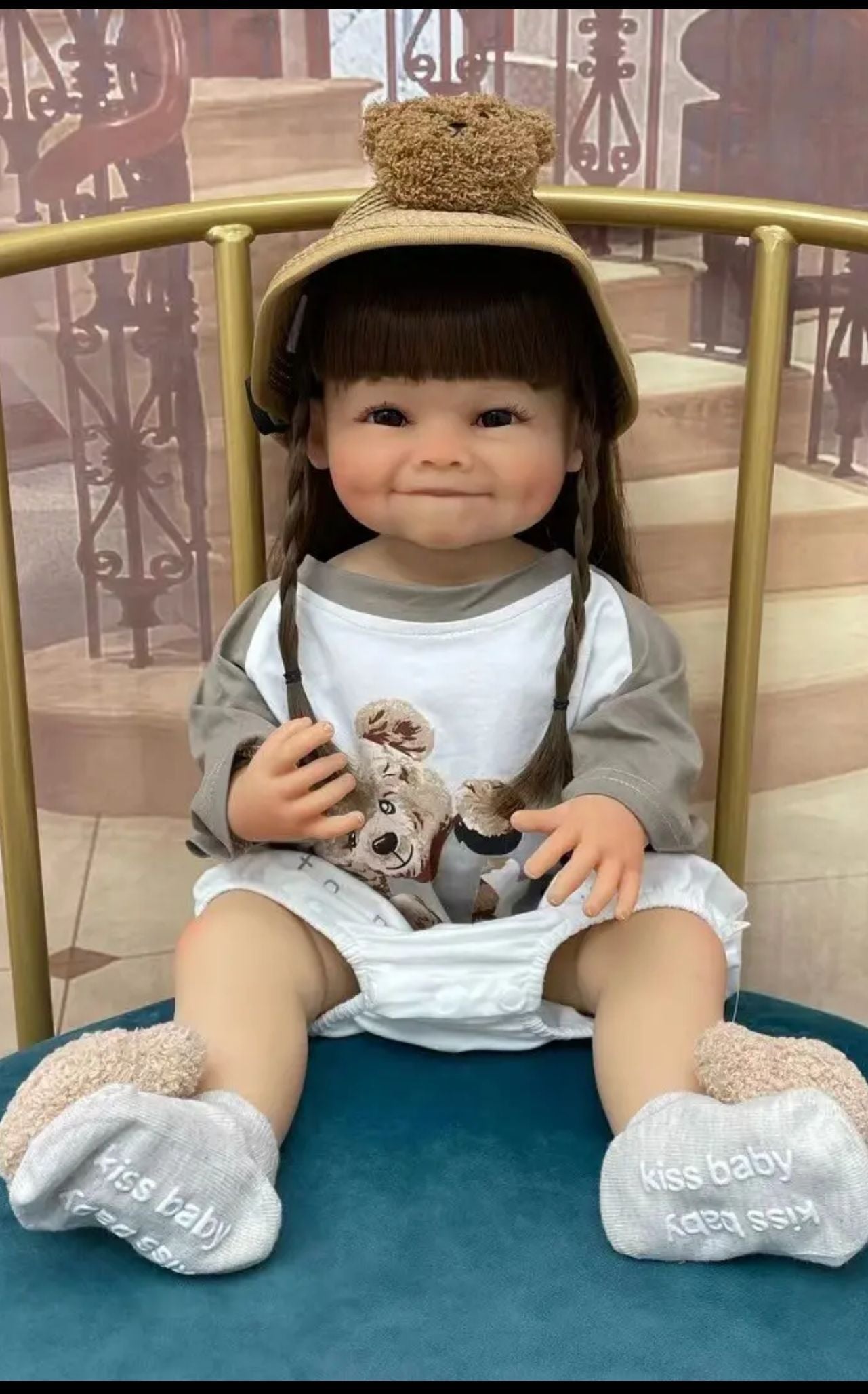 Beautiful Smiling Baby Girl Dolls Lifelike Reborn Baby Dolls Silicone Full Body Toddler Princess Girls With Long Hair That Look Real 55CM Real Newborn Babies Size