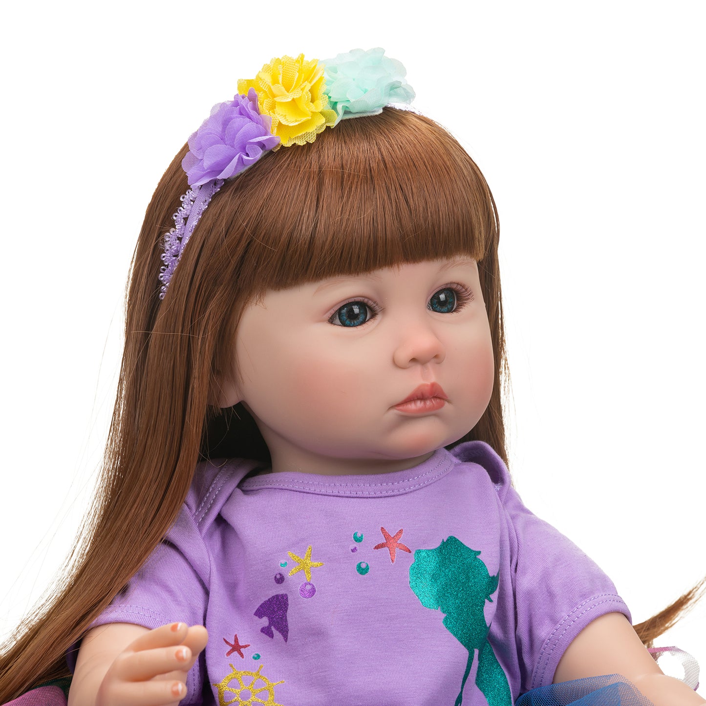 Beautiful Long Hair Princess Girls Silicone Lifelike Reborn Toddler Dolls 24 inch 60CM Weighted Soft Cloth Body Realistic Baby Dolls Toys Gift For 3+ Year Old Girls