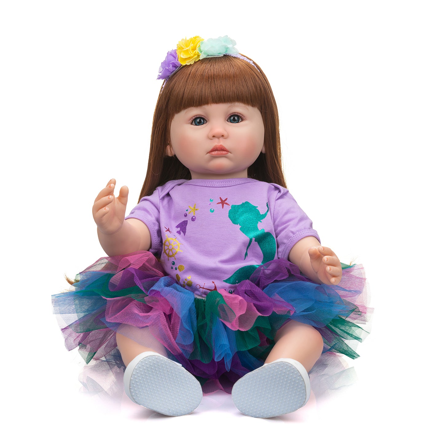 Beautiful Long Hair Princess Girls Silicone Lifelike Reborn Toddler Dolls 24 inch 60CM Weighted Soft Cloth Body Realistic Baby Dolls Toys Gift For 3+ Year Old Girls