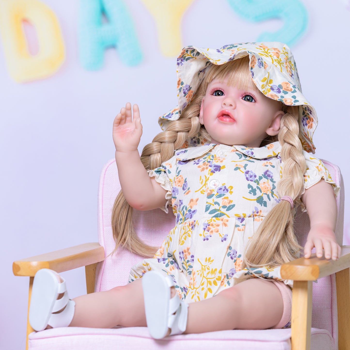 Adorable Blonde Hair Princess Girls Realistic Silicone Reborn Baby Dolls That Look Real Babies 60CM 24 Inch Weighted Soft Cloth Body Reborn Toddler Dolls Toys Gift For 3+ Year Od Girls
