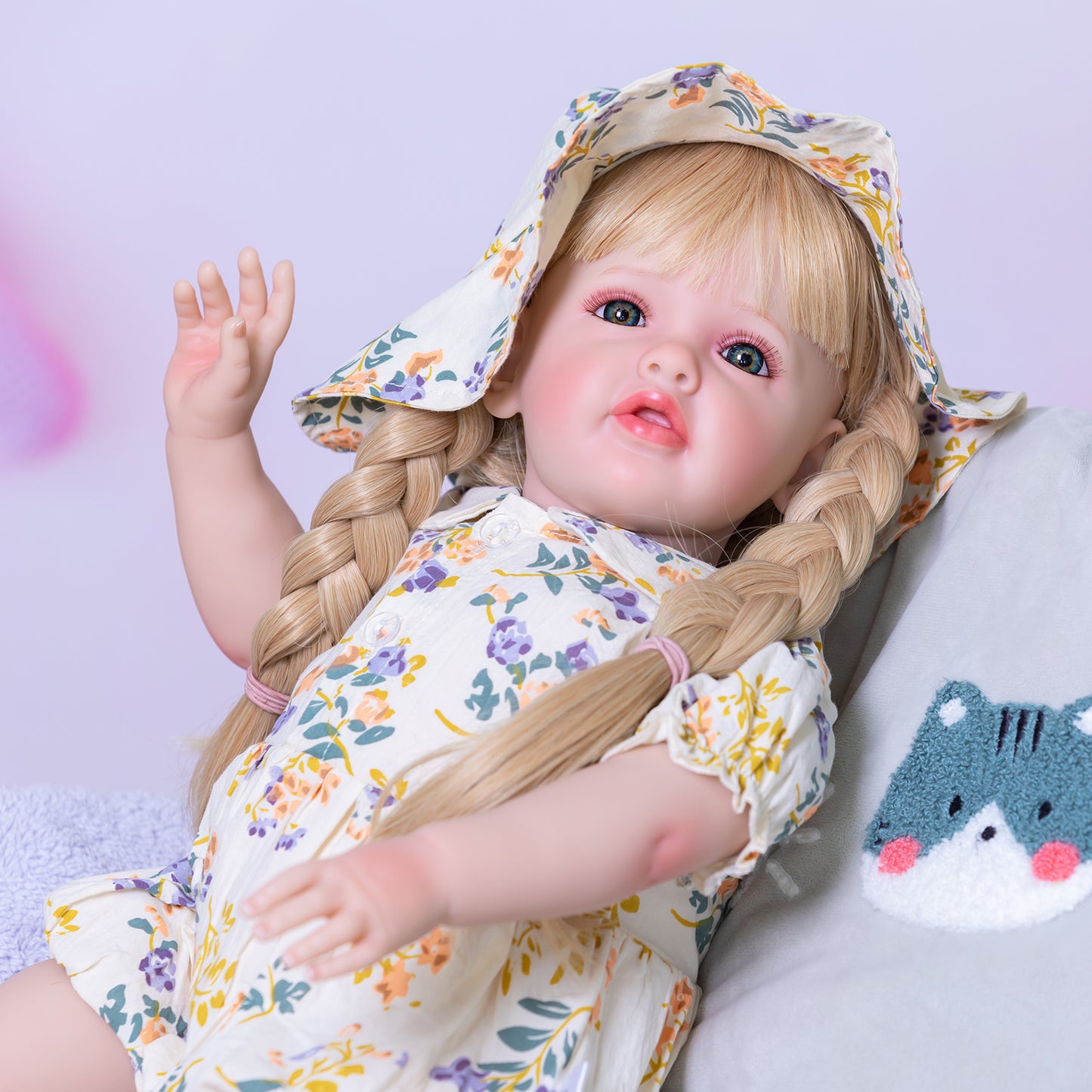 Adorable Blonde Hair Princess Girls Realistic Silicone Reborn Baby Dolls That Look Real Babies 60CM 24 Inch Weighted Soft Cloth Body Reborn Toddler Dolls Toys Gift For 3+ Year Od Girls