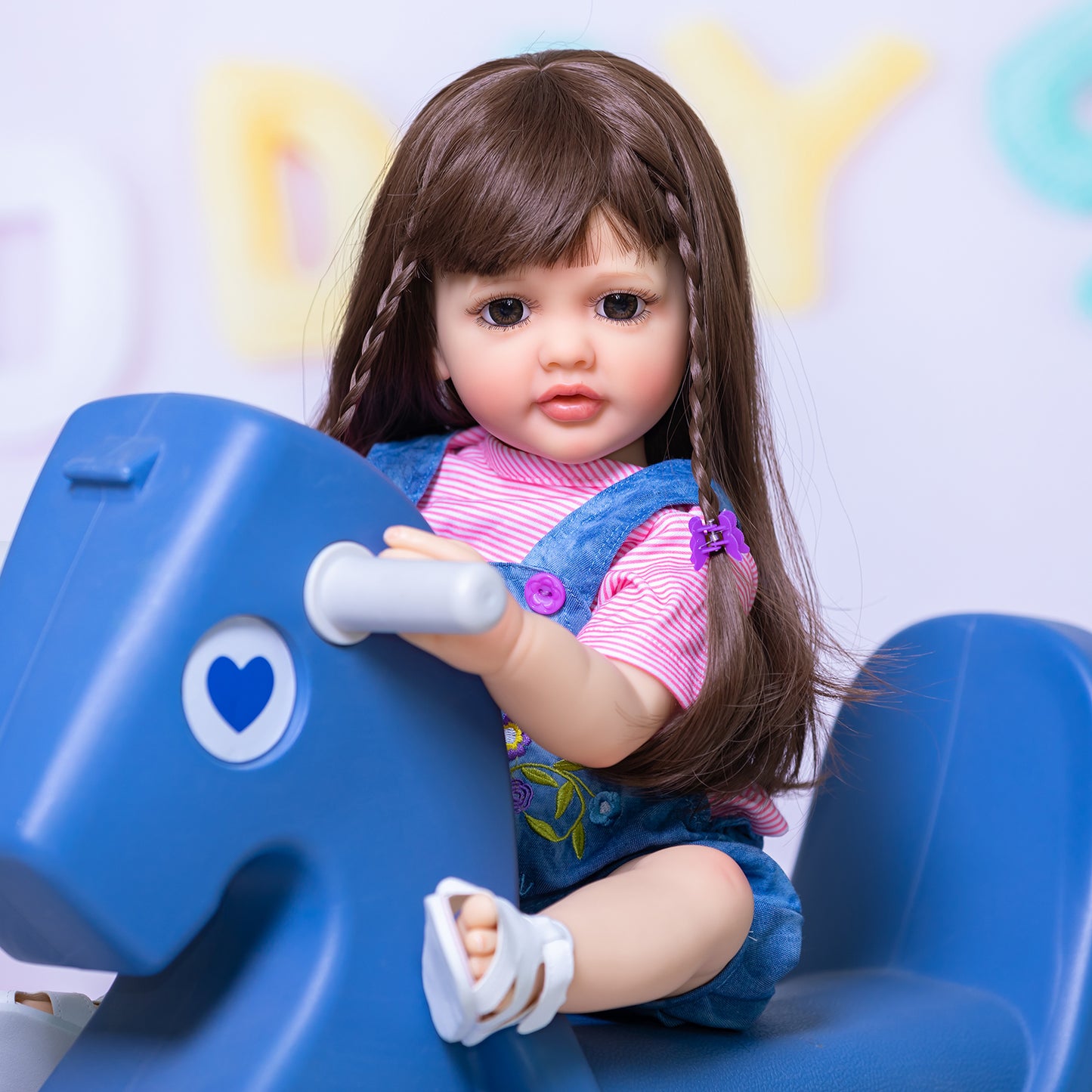 Adorable Long Hair Girls Lifelike Reborn Baby Dolls Silicone Full Body Realistic Baby Dolls Toddler Girl 55CM 22 Inch Real Newborn Babies Size That Look Real Baby Doll Toys Gifts For 3+ Year Old Girls