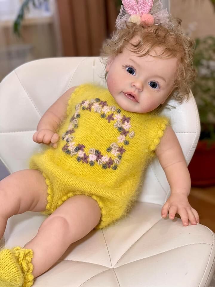 Beautiful Curly Hair Princess Girl Reborn Toddler Dolls Silicone 24 Inches Visible Veins Weighted Soft Cloth Body Realistic Baby Dolls That Look Real and Feel Real Lifelike Newborn Babies Size Dolls Toys for Ages 3+
