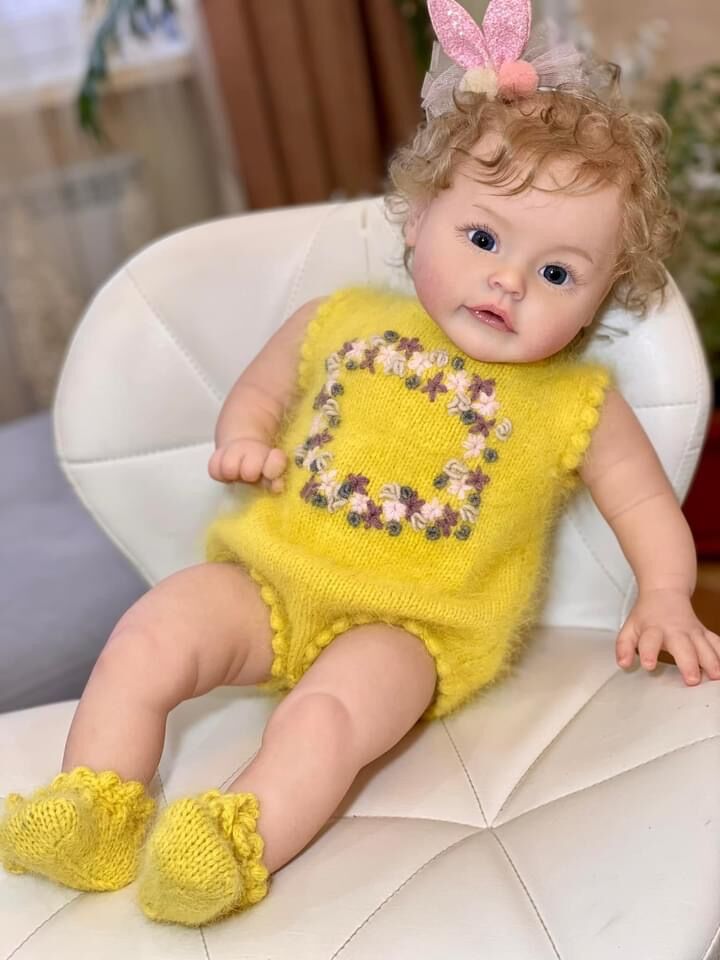 Beautiful Curly Hair Princess Girl Reborn Toddler Dolls Silicone 24 Inches Visible Veins Weighted Soft Cloth Body Realistic Baby Dolls That Look Real and Feel Real Lifelike Newborn Babies Size Dolls Toys for Ages 3+