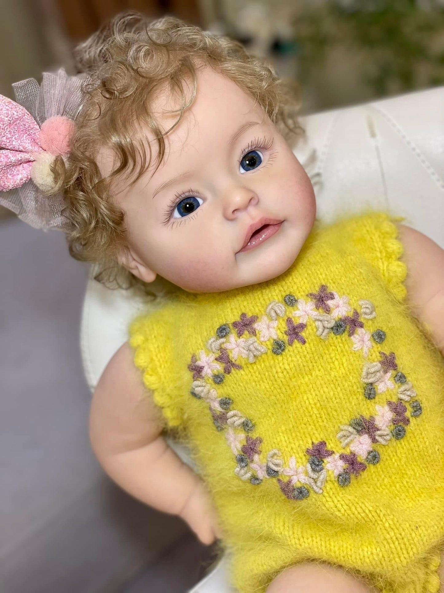 Beautiful Curly Hair Princess Girl Reborn Toddler Dolls Silicone 24 Inches Visible Veins Weighted Soft Cloth Body Realistic Baby Dolls That Look Real and Feel Real Lifelike Newborn Babies Size Dolls Toys for Ages 3+