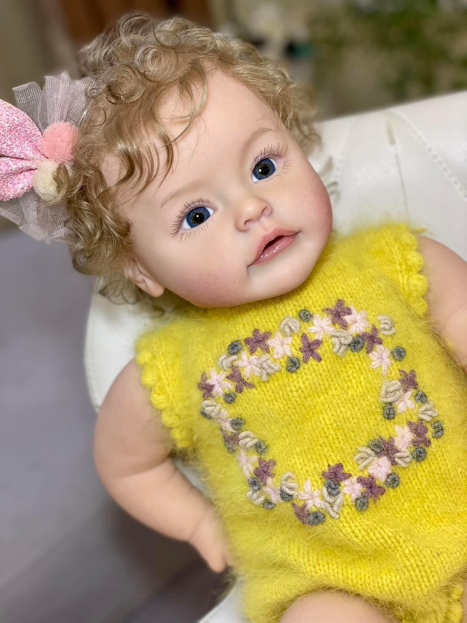Beautiful Curly Hair Princess Girl Reborn Toddler Dolls Silicone 24 Inches Visible Veins Weighted Soft Cloth Body Realistic Baby Dolls That Look Real and Feel Real Lifelike Newborn Babies Size Dolls Toys for Ages 3+
