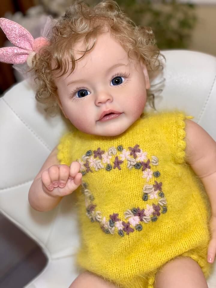 Beautiful Curly Hair Princess Girl Reborn Toddler Dolls Silicone 24 Inches Visible Veins Weighted Soft Cloth Body Realistic Baby Dolls That Look Real and Feel Real Lifelike Newborn Babies Size Dolls Toys for Ages 3+
