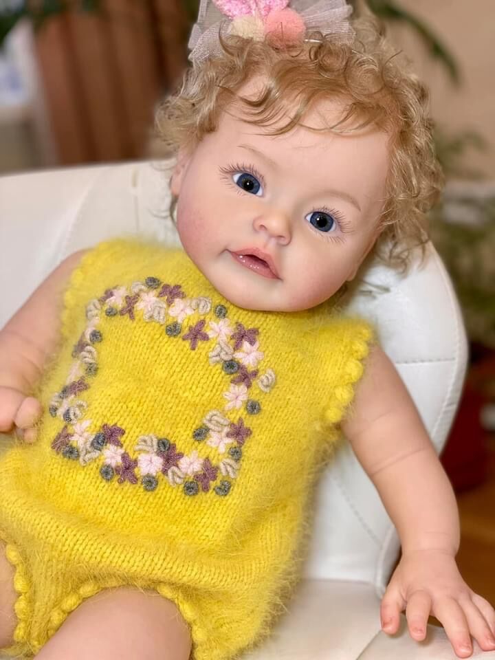 Beautiful Curly Hair Princess Girl Reborn Toddler Dolls Silicone 24 Inches Visible Veins Weighted Soft Cloth Body Realistic Baby Dolls That Look Real and Feel Real Lifelike Newborn Babies Size Dolls Toys for Ages 3+