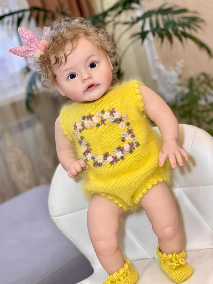Beautiful Curly Hair Princess Girl Reborn Toddler Dolls Silicone 24 Inches Visible Veins Weighted Soft Cloth Body Realistic Baby Dolls That Look Real and Feel Real Lifelike Newborn Babies Size Dolls Toys for Ages 3+