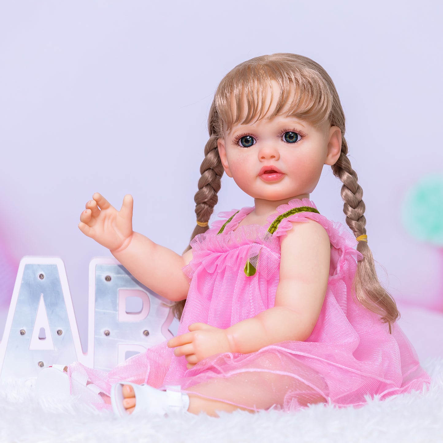 Beautiful Blonde Long Hair Princess Girls Lifelike Reborn Baby Dolls Silicone Full Body Girl 22 Inches 55CM Visible Veins Washable Realistic Newborn Babies Doll Toys For Ages 3+ Children