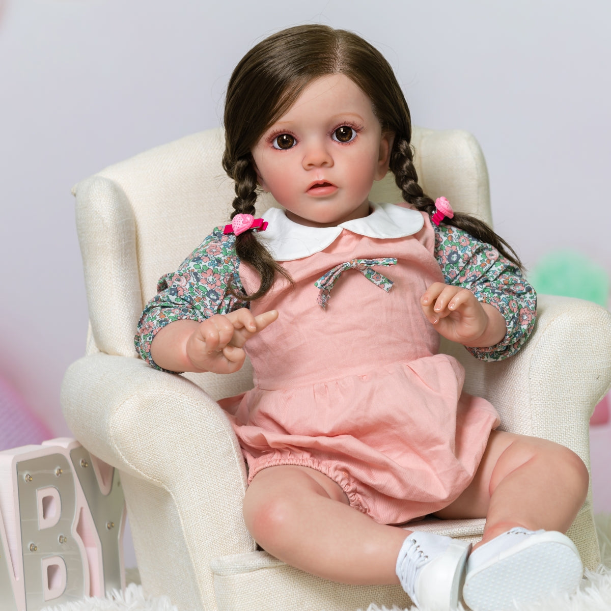 Beautiful Long Hair Princess Girls Lifelike Reborn Toddler Dolls That Look Real 60CM Weighted Soft Cloth Realistic Baby Dolls Real Life Baby Visible Veins High Quality Collectible Art Doll Toys Gift For 3+ Year Old