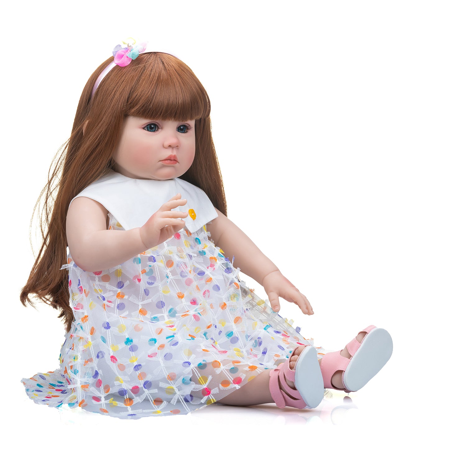 Lifelike Reborn Baby Dolls That look Real Toddler Princess Girls Long Red hair 60CM Soft Cuddly Body Realistic Newborn baby Dolls for 3+ Year Old Girls