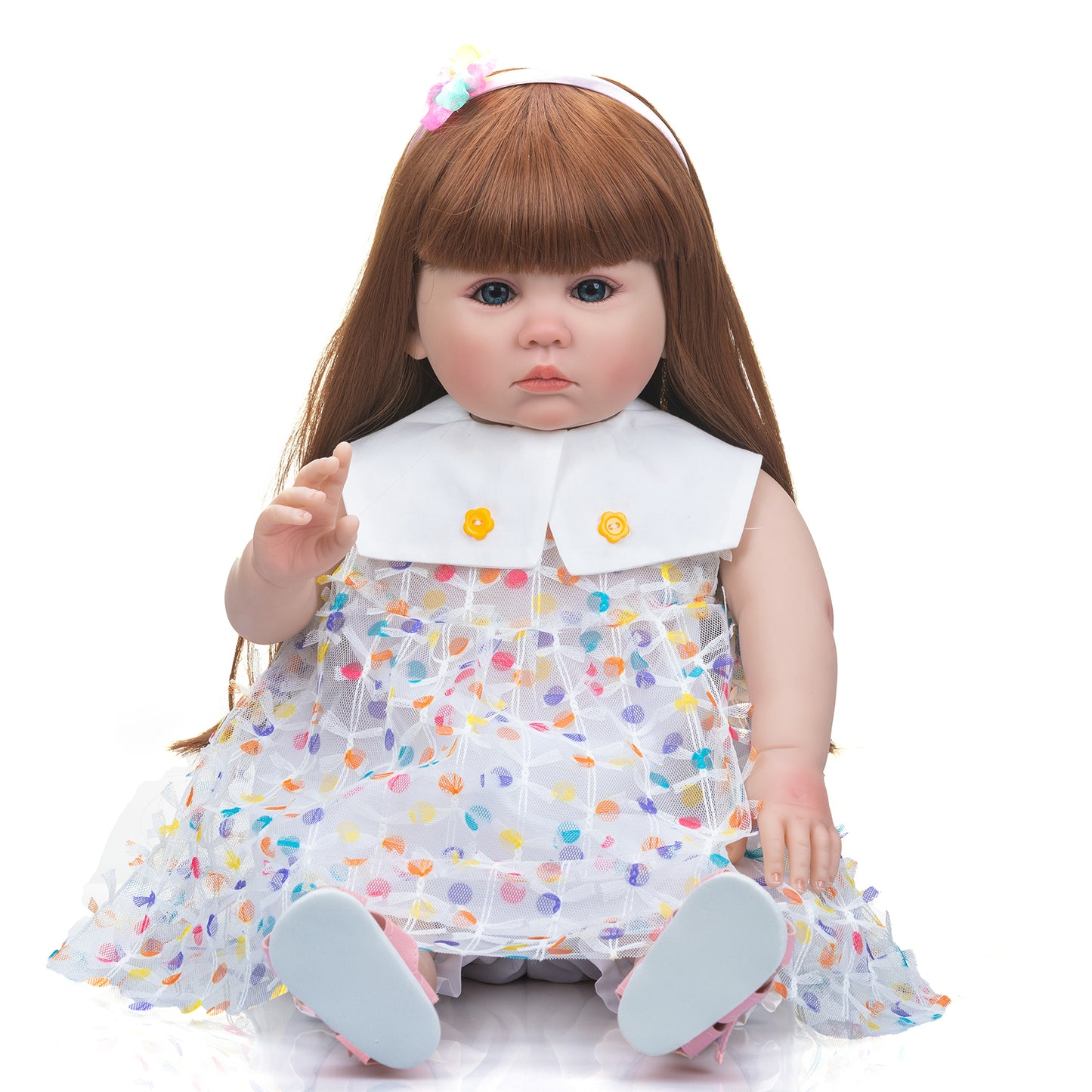 Lifelike Reborn Baby Dolls That look Real Toddler Princess Girls Long Red hair 60CM Soft Cuddly Body Realistic Newborn baby Dolls for 3+ Year Old Girls