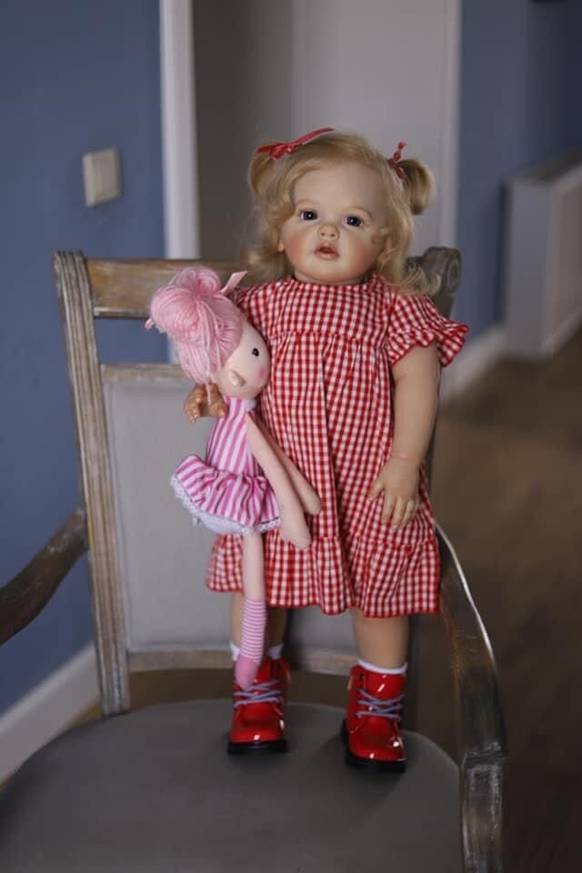 Lifelike Reborn Toddler Girl Dolls Princess 24 Inches 60CM Weighted Soft Cloth Body Realistic Baby Dolls Toy Gift For 3+ Year Old Girls Hand Detailed 3D Painting Visible Veins Rooted Long Blond Hair