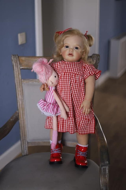 Lifelike Reborn Toddler Girl Dolls Princess 24 Inches 60CM Weighted Soft Cloth Body Realistic Baby Dolls Toy Gift For 3+ Year Old Girls Hand Detailed 3D Painting Visible Veins Rooted Long Blond Hair