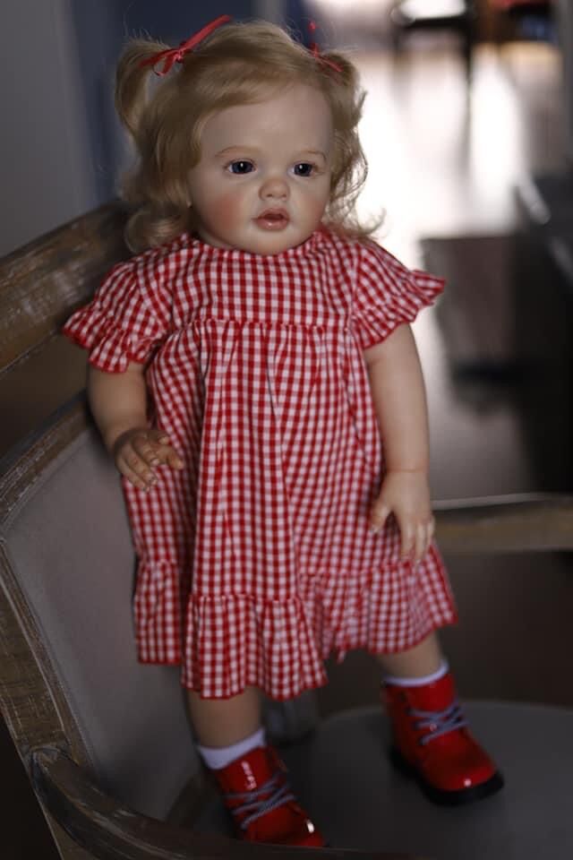 Lifelike Reborn Toddler Girl Dolls Princess 24 Inches 60CM Weighted Soft Cloth Body Realistic Baby Dolls Toy Gift For 3+ Year Old Girls Hand Detailed 3D Painting Visible Veins Rooted Long Blond Hair