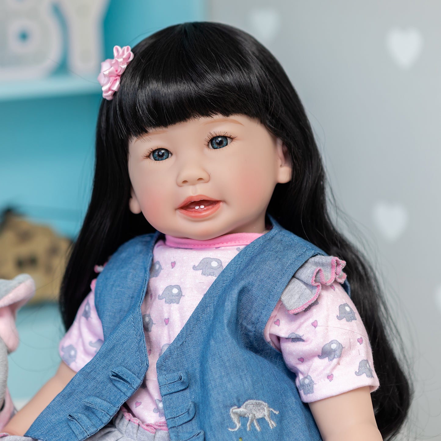 Lifelike Silicone Reborn Toddler Princess Girls Dolls with Long Hair 24 Inch 60CM Weighted Soft Cloth Body Realistic Baby Dolls That Ook Real Life Baby Dolls Toys Gift For 3+ Year Old Girls