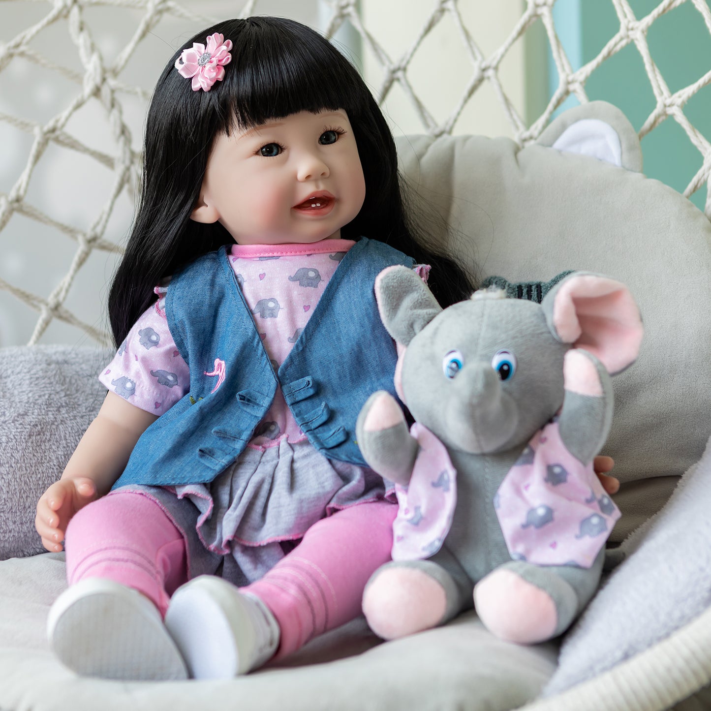 Lifelike Silicone Reborn Toddler Princess Girls Dolls with Long Hair 24 Inch 60CM Weighted Soft Cloth Body Realistic Baby Dolls That Ook Real Life Baby Dolls Toys Gift For 3+ Year Old Girls