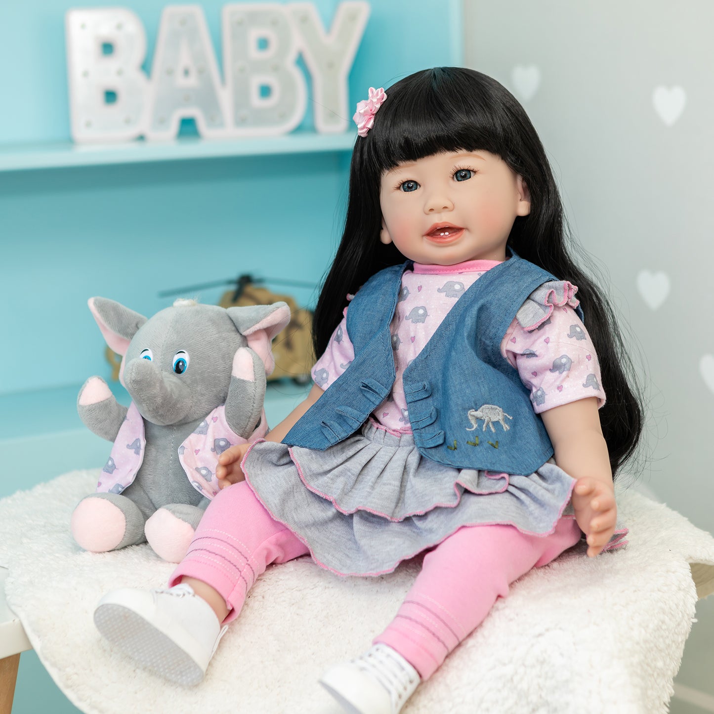Lifelike Silicone Reborn Toddler Princess Girls Dolls with Long Hair 24 Inch 60CM Weighted Soft Cloth Body Realistic Baby Dolls That Ook Real Life Baby Dolls Toys Gift For 3+ Year Old Girls