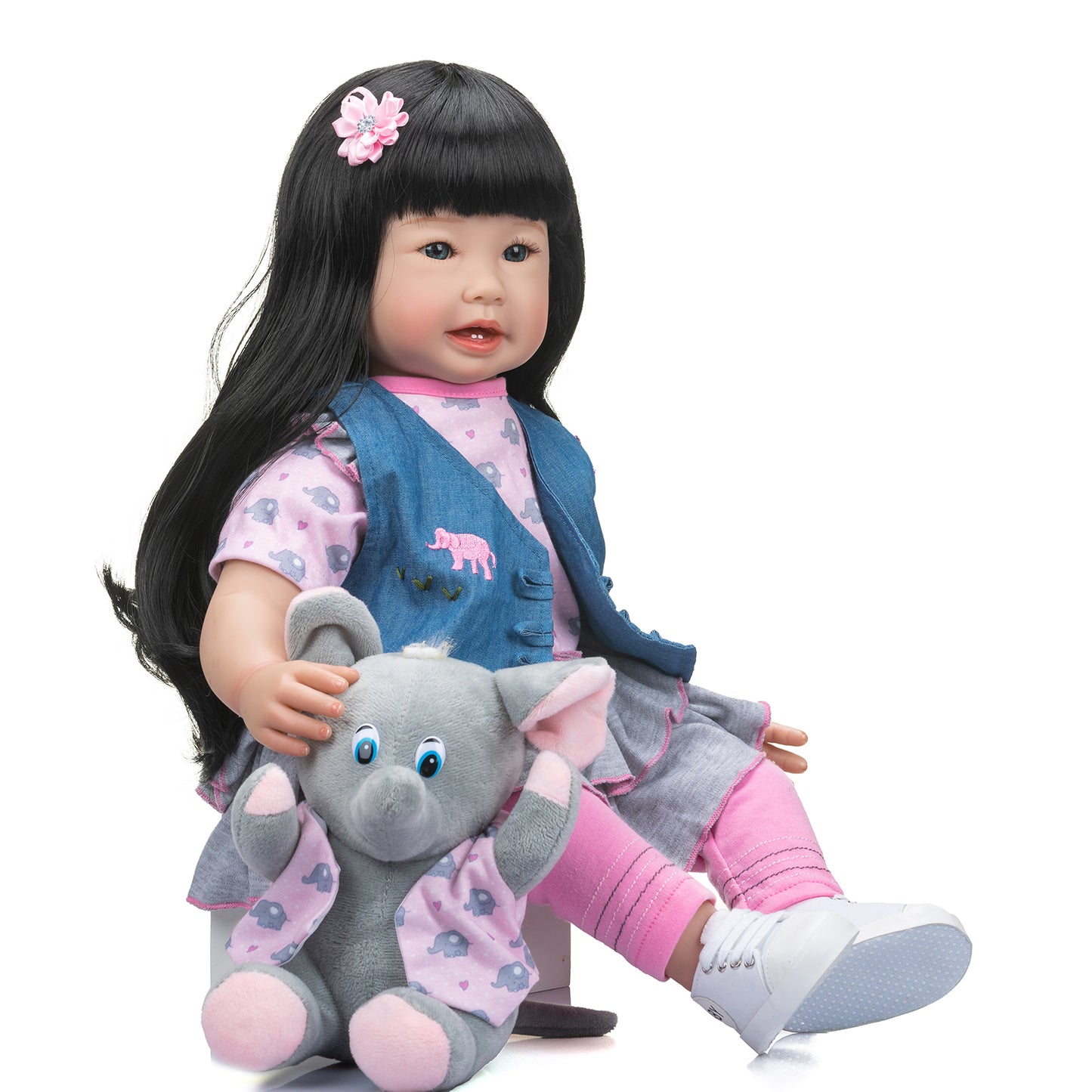 Lifelike Silicone Reborn Toddler Princess Girls Dolls with Long Hair 24 Inch 60CM Weighted Soft Cloth Body Realistic Baby Dolls That Ook Real Life Baby Dolls Toys Gift For 3+ Year Old Girls