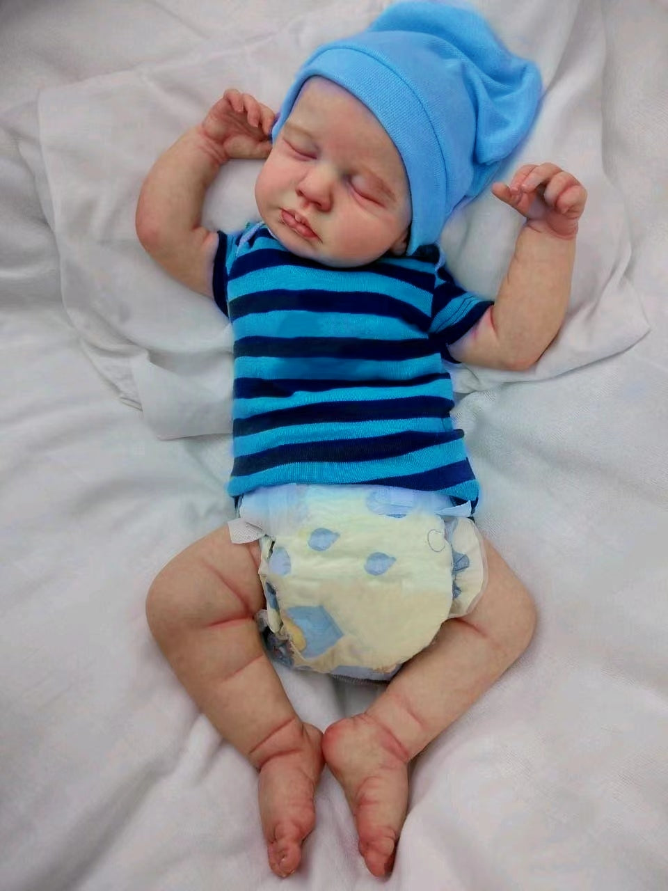 45CM Newborn Full Silicone Baby Boy Doll Reborn Sleeping Soft Cuddly Body  3D Skin with Visible Veins Handmade Doll