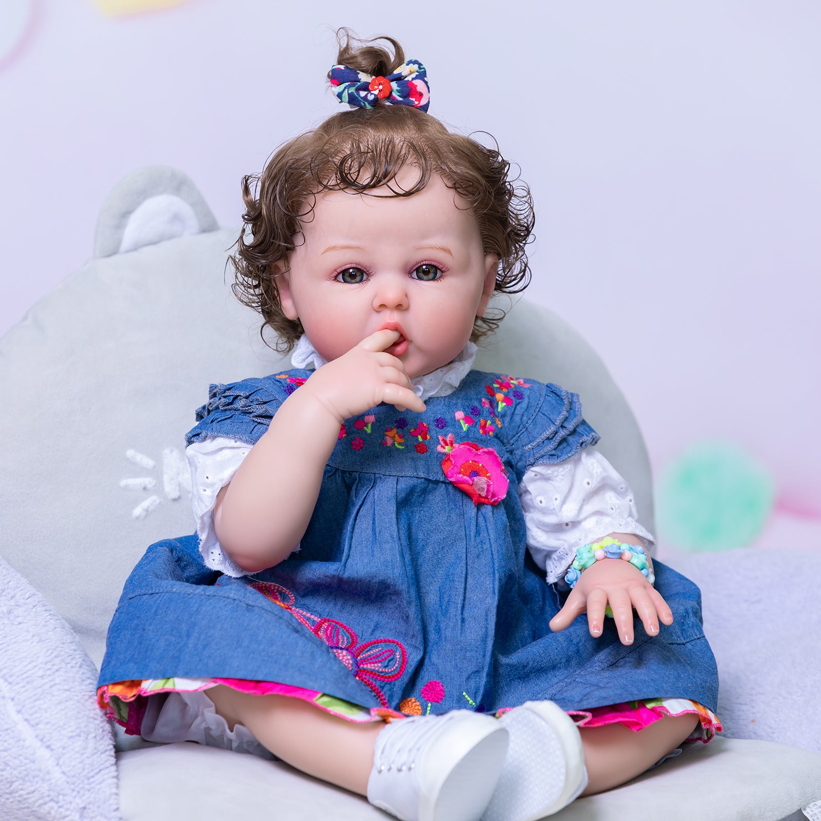 Lifelike Visible Veins Realistic Baby Dolls That Look Real Babies 24 Inch 60CM Silicone Reborn Baby Dolls Toddler Princess Girls with Adorable Curly Hair