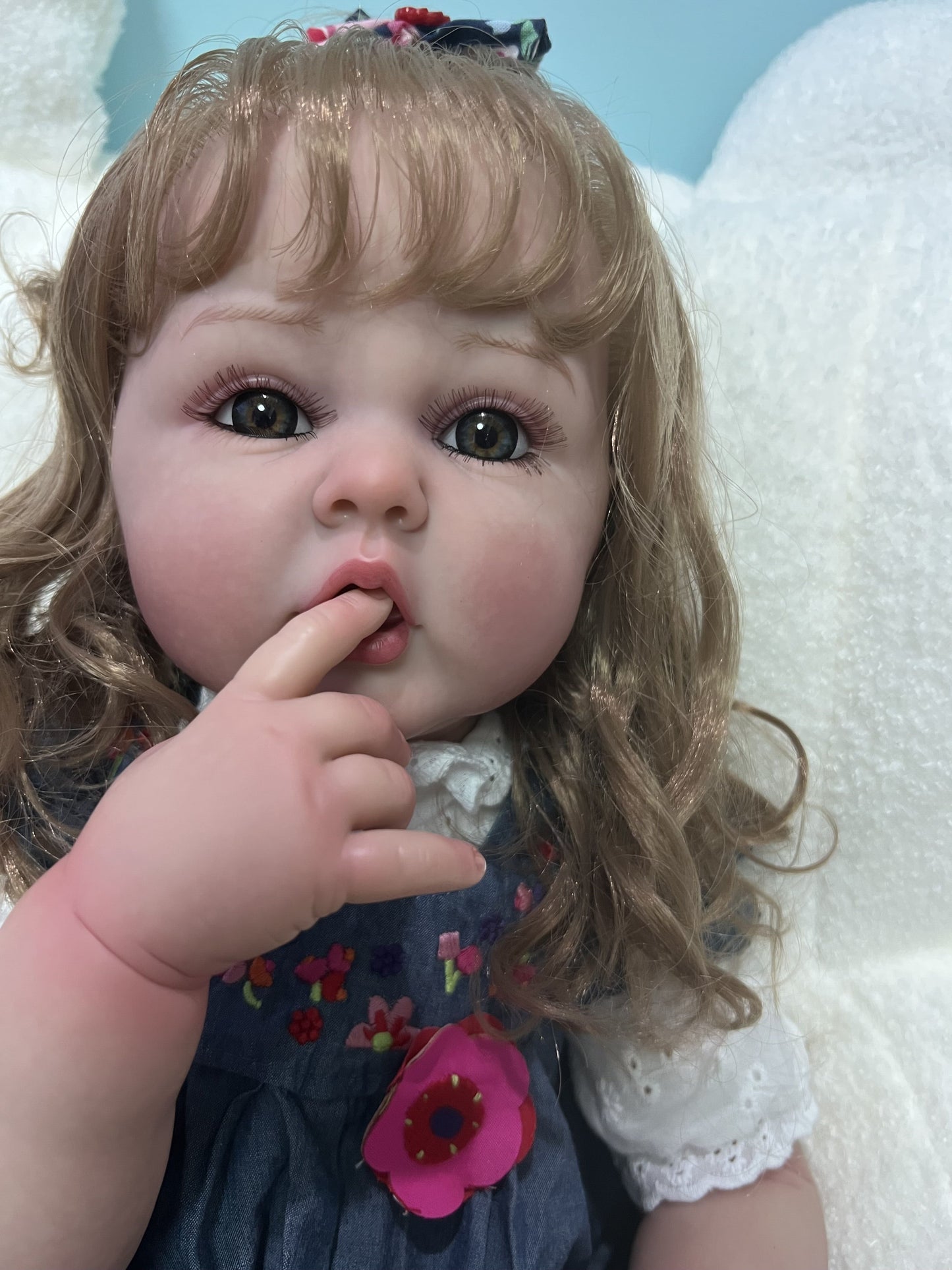 Lovely Long Curly Hair Toddler Princess Girl Lifelike Reborn Baby Dolls That Look Real Silicone Visible Veins 60CM 24 Inch Weighted Soft Cloth Realistic Baby Doll Collectible Art Doll
