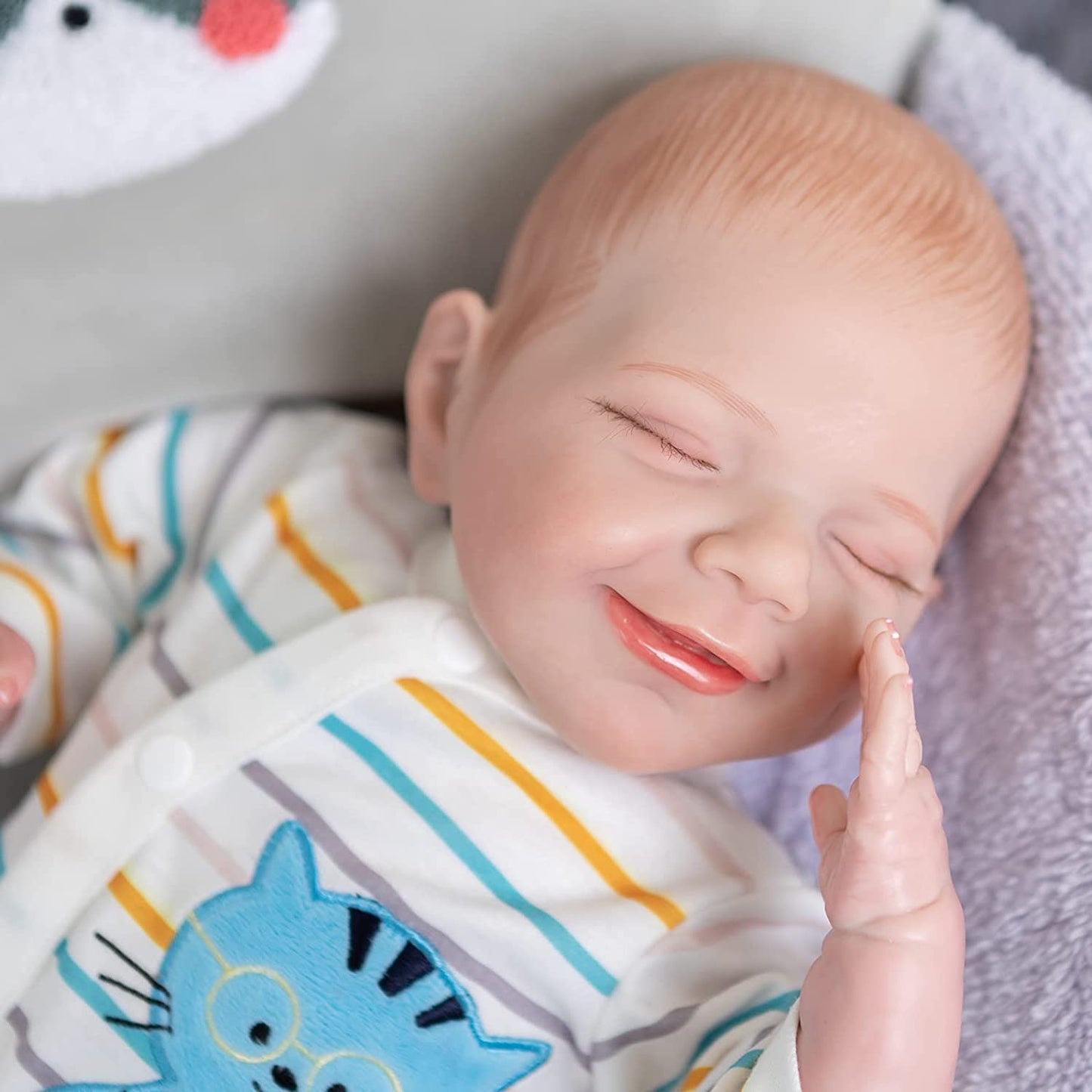 MNMJ lifelike reborn baby dolls sleeping - 22-inch baby soft body realistic-newborn babies dolls weighted cloth body smiling real life baby dolls with feeding kit gift for ages 3+ year olds