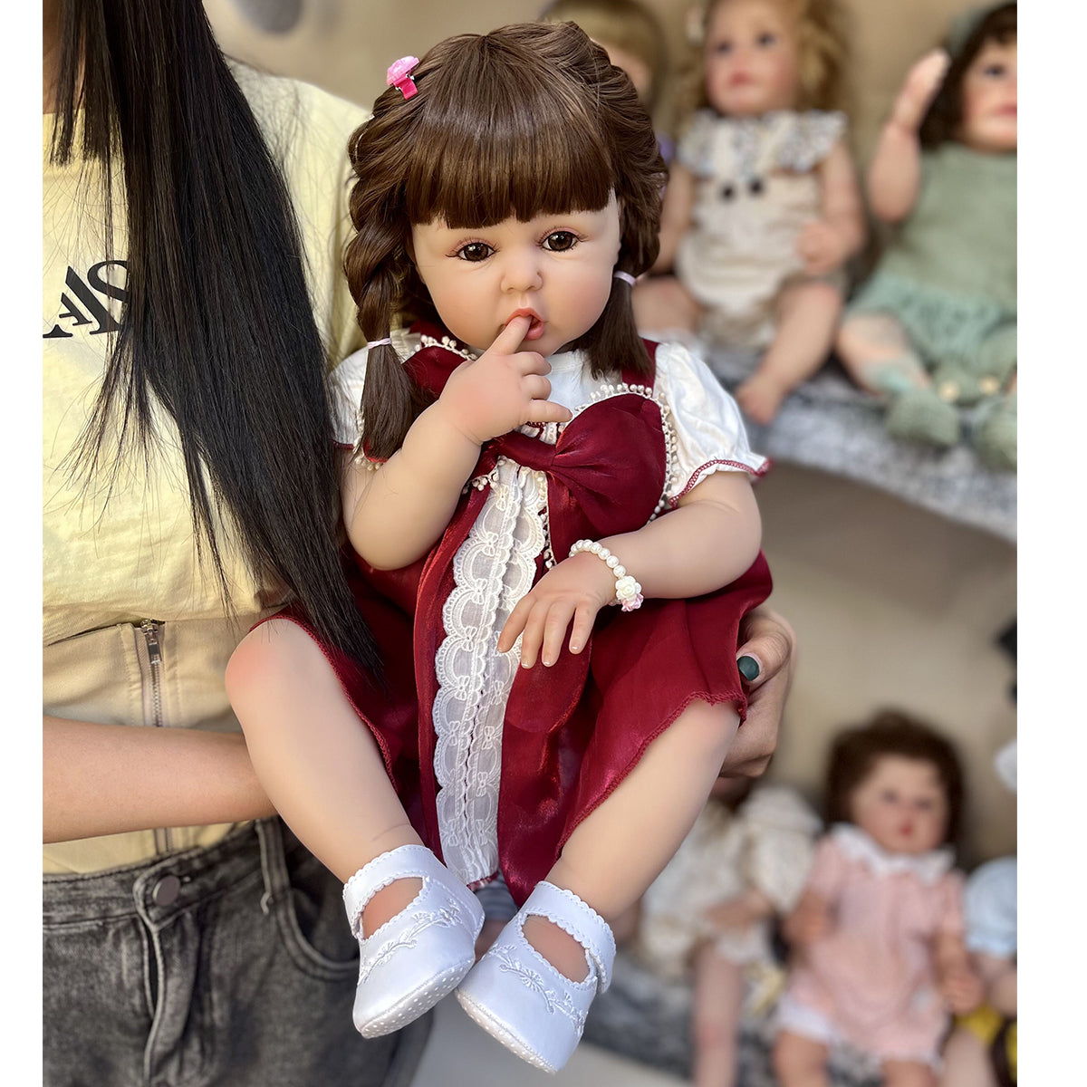 60 cm lifelike baby dolls | reborn baby dolls | realistic baby dolls| newborn baby dolls | real life baby dolls | rebron baby dolls toddler | lifelike toddler dolls | therapy dolls for adults | anatomically correct baby girl doll | infant baby doll | gift for kids ages 3+ girl | reborn baby dolls full body silicone | weighted cloth body | birthday gift | collection | girl | boys | mother | daughter | granddaughter | sleeping |real look real baby dolls that look real looking | reborn toddler dolls | mnmj