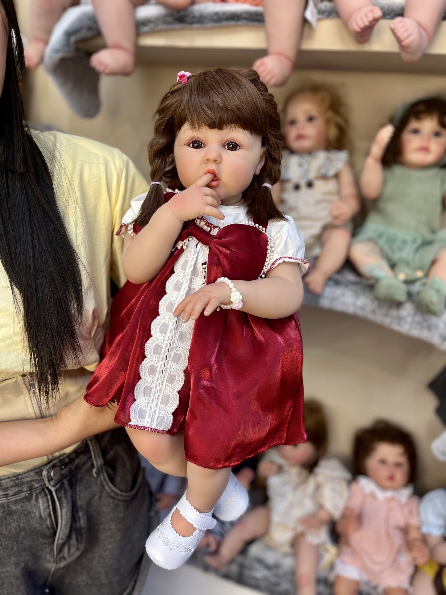 60 cm lifelike baby dolls | reborn baby dolls | realistic baby dolls| newborn baby dolls | real life baby dolls | rebron baby dolls toddler | lifelike toddler dolls | therapy dolls for adults | anatomically correct baby girl doll | infant baby doll | gift for kids ages 3+ girl | reborn baby dolls full body silicone | weighted cloth body | birthday gift | collection | girl | boys | mother | daughter | granddaughter | sleeping |real look real baby dolls that look real looking | reborn toddler dolls | mnmj