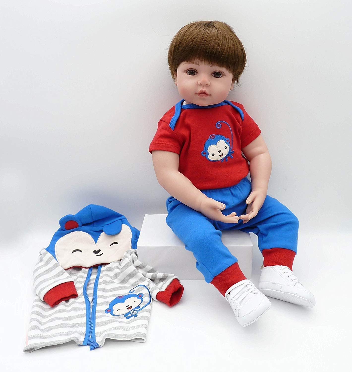 MNMJ lifelike reborn baby dolls - 18-inch baby soft body realistic newborn baby dolls poseable real like baby dolls adorable sleeping girl with feeding accessories gift for kids 3+ year girl