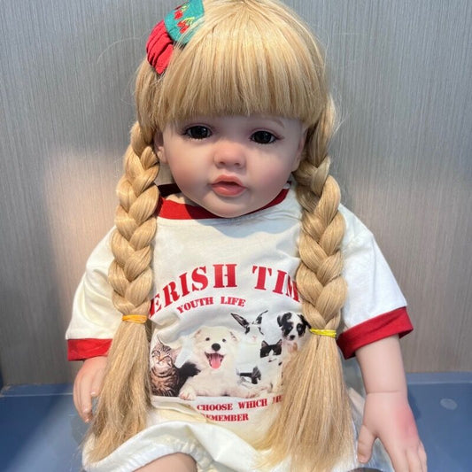 lifelike reborn baby dolls that look real life like babies doll realistic newborn baby dolls for 3+ year old girls reborn toddler dolls beautiful adorable long hair birthday gift fo ags 3+ kids children fashion soft cloth body silicone open eyes smile cute baby