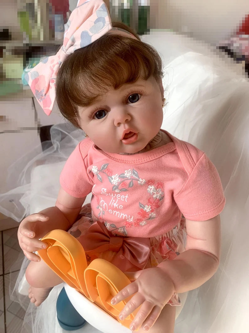 24 Inch Silicone Reborn Baby Dolls Toddler Princess Girls 60CM Weighted Soft Cloth Body Realistic Babies Doll That Look Real Baby,   Visible Veins Collectible Art Doll Beautiful Doll Toys Gifts for Ages 3+