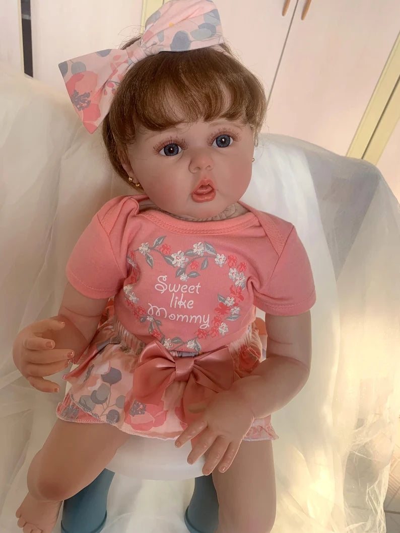 24 Inch Silicone Reborn Baby Dolls Toddler Princess Girls 60CM Weighted Soft Cloth Body Realistic Babies Doll That Look Real Baby,   Visible Veins Collectible Art Doll Beautiful Doll Toys Gifts for Ages 3+