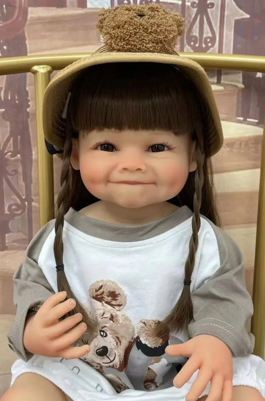 Beautiful Smiling Baby Girl Dolls Lifelike Reborn Baby Dolls Silicone Full Body Toddler Princess Girls With Long Hair That Look Real 55CM Real Newborn Babies Size 