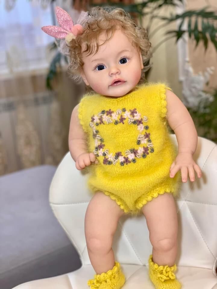 Beautiful Curly Hair Princess Girl Reborn Toddler Dolls Silicone 24 Inches Visible Veins Weighted Soft Cloth Body Realistic Baby Dolls That Look Real and Feel Real Lifelike Newborn Babies Size Dolls Toys for Ages 3+