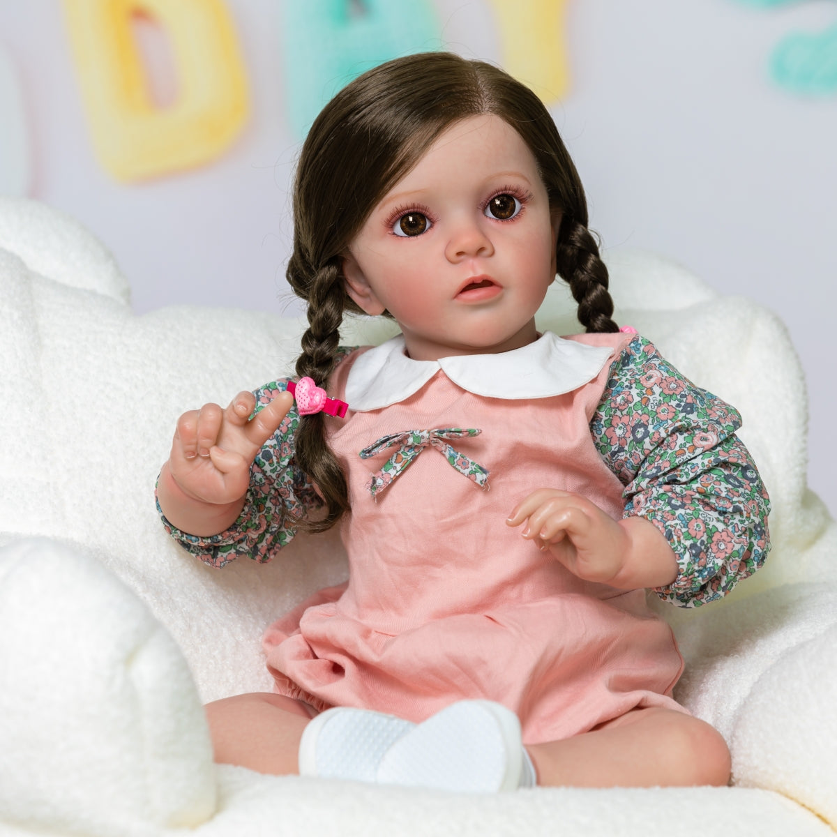Beautiful Long Hair Princess Girls Lifelike Reborn Toddler Dolls That Look Real 60CM Weighted Soft Cloth Realistic Baby Dolls Real Life Baby Visible Veins High Quality Collectible Art Doll Toys Gift For 3+ Year Old