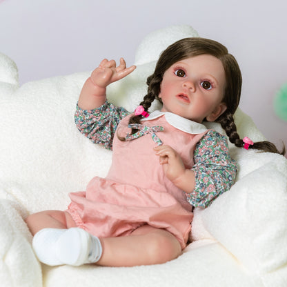 Beautiful Long Hair Princess Girls Lifelike Reborn Toddler Dolls That Look Real 60CM Weighted Soft Cloth Realistic Baby Dolls Real Life Baby Visible Veins High Quality Collectible Art Doll Toys Gift For 3+ Year Old