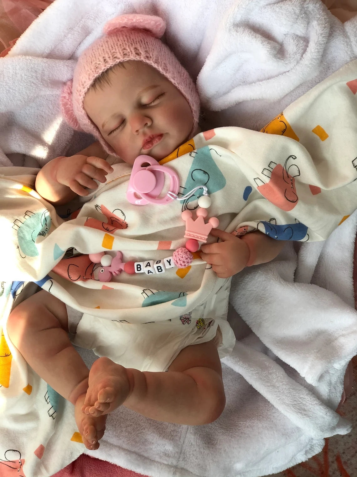 Lifelike Realistic Newborn Baby Dolls Sleeping Girl 49CM Visible Veins Silicone Reborn Baby Girl Dolls Toys Gift for Ages 3+ Year Old Girl
