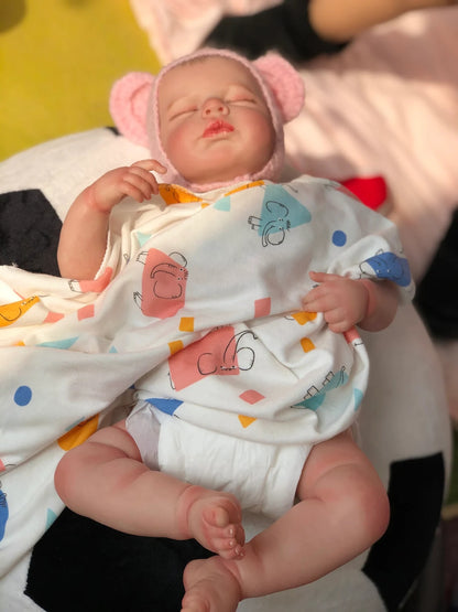 Lifelike Realistic Newborn Baby Dolls Sleeping Girl 49CM Visible Veins Silicone Reborn Baby Girl Dolls Toys Gift for Ages 3+ Year Old Girl