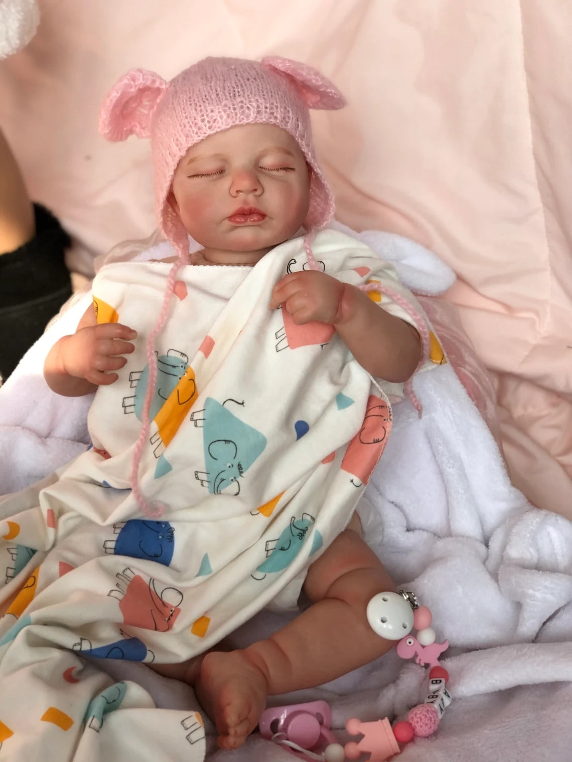 Lifelike Realistic Newborn Baby Dolls Sleeping Girl 49CM Visible Veins Silicone Reborn Baby Girl Dolls Toys Gift for Ages 3+ Year Old Girl