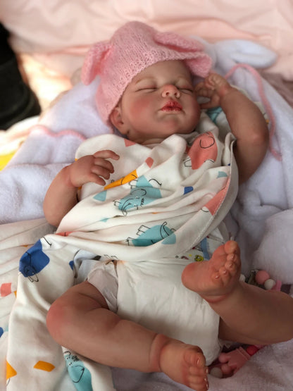 Lifelike Realistic Newborn Baby Dolls Sleeping Girl 49CM Visible Veins Silicone Reborn Baby Girl Dolls Toys Gift for Ages 3+ Year Old Girl