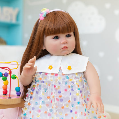 Lifelike Reborn Baby Dolls That look Real Toddler Princess Girls Long Red hair 60CM Soft Cuddly Body Realistic Newborn baby Dolls for 3+ Year Old Girls