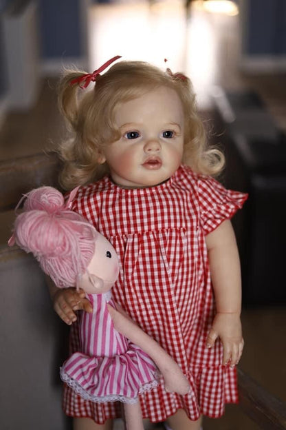 Lifelike Reborn Toddler Girl Dolls Princess 24 Inches 60CM Weighted Soft Cloth Body Realistic Baby Dolls Toy Gift For 3+ Year Old Girls Hand Detailed 3D Painting Visible Veins Rooted Long Blond Hair